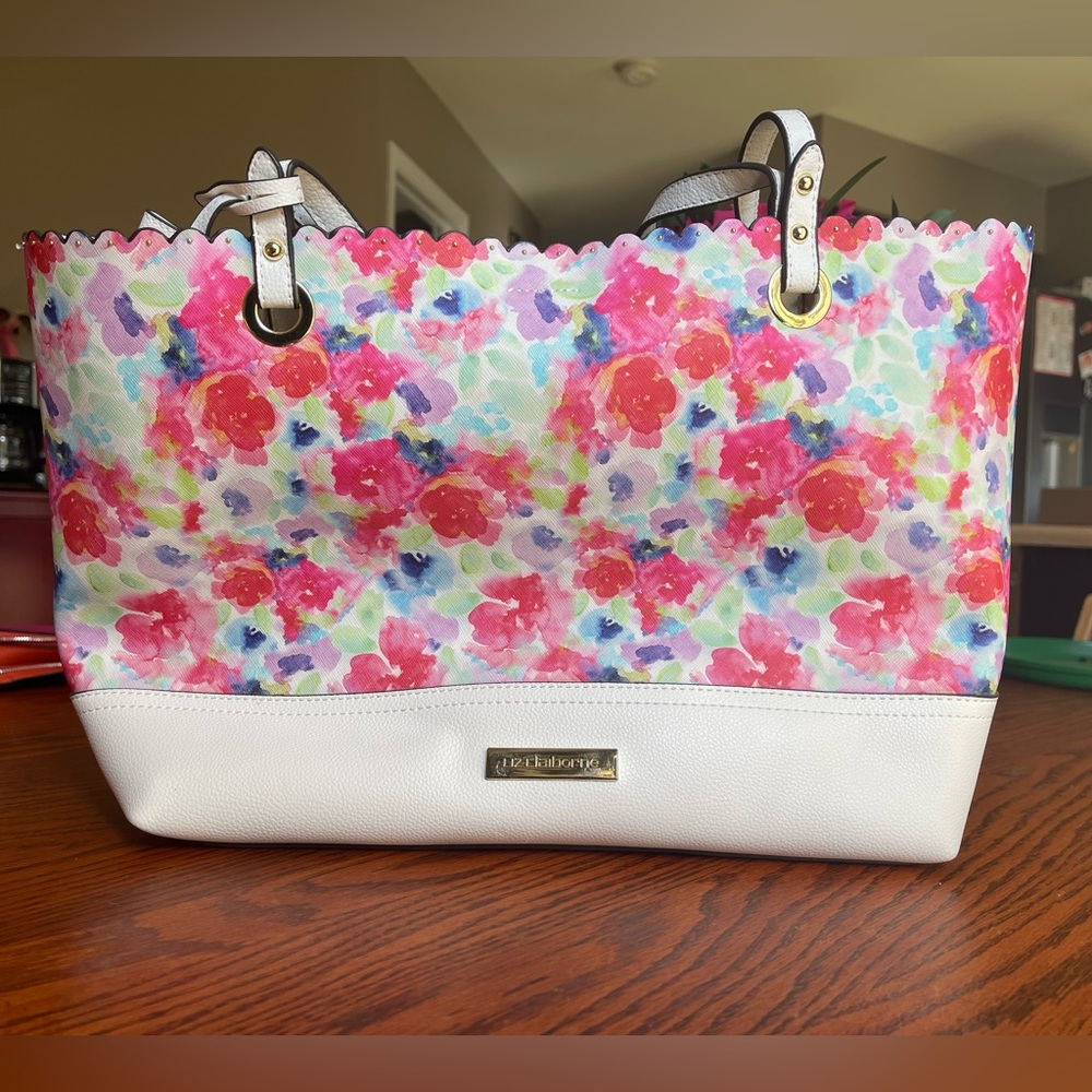 Large Liz Claiborne Watercolor Floral tote